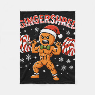 Gingershred Funny Gingerbread Man Gym Bodybuilding Fleece Blanket
