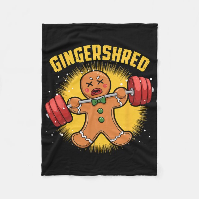 Gingershred Funny Gingerbread Man Gym Bodybuilding Fleece Blanket (Front)