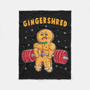 Gingershred Funny Gingerbread Man Gym Bodybuilding Fleece Blanket