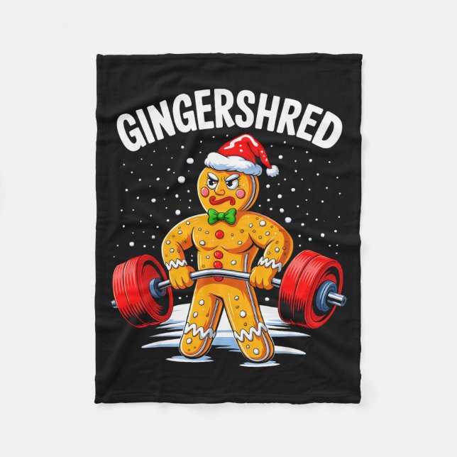 Gingershred Funny Gingerbread Man Gym Bodybuilding Fleece Blanket (Front)