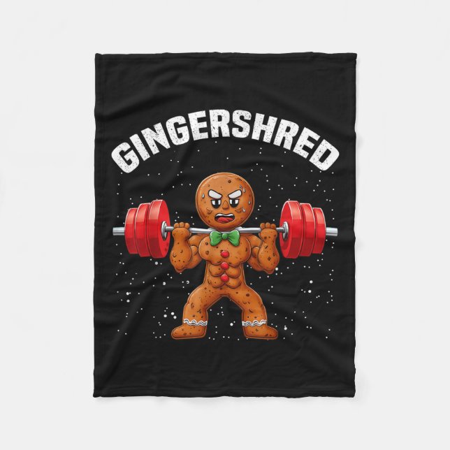 Gingershred Funny Gingerbread Man Gym Bodybuilding Fleece Blanket (Front)