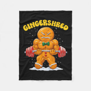 Gingershred Funny Gingerbread Man Gym Bodybuilding Fleece Blanket