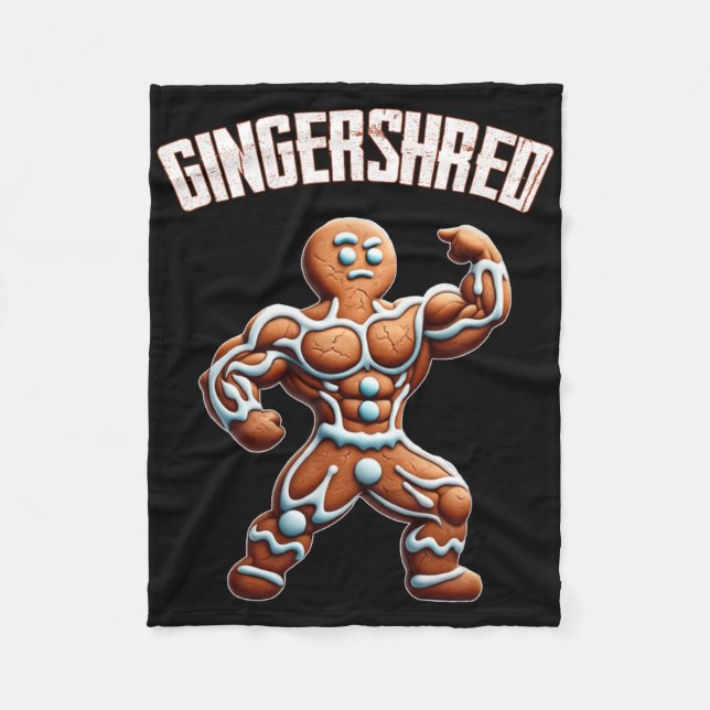 Gingershred Funny Gingerbread Man Gym Bodybuilding Fleece Blanket (Front)