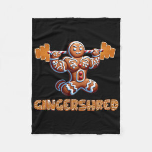 Gingershred Funny Gingerbread Man Gym Bodybuilding Fleece Blanket