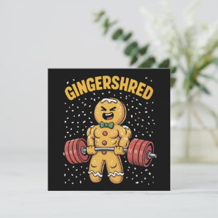 Gingershred Funny Gingerbread Man Gym Bodybuilding Holiday Card