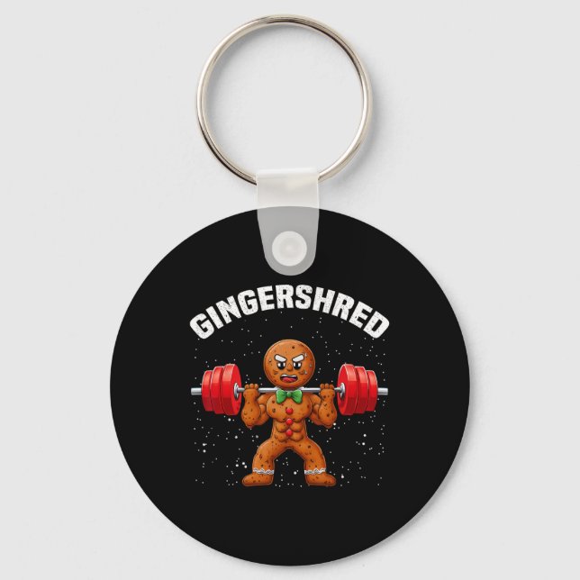 Gingershred Funny Gingerbread Man Gym Bodybuilding Key Ring (Front)