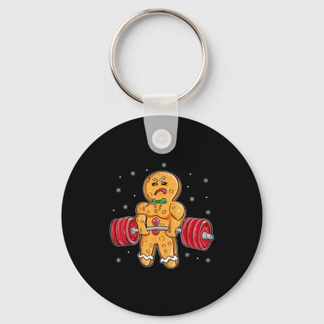 Gingershred Funny Gingerbread Man Gym Bodybuilding Key Ring (Front)