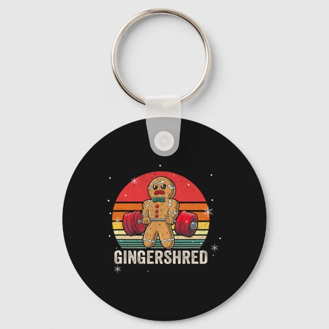 Gingershred Funny Gingerbread Man Gym Bodybuilding Key Ring (Front)