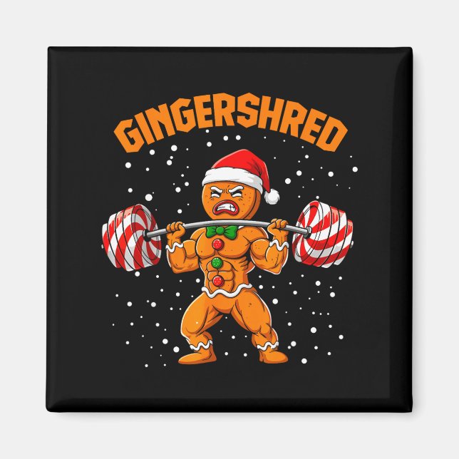 Gingershred Funny Gingerbread Man Gym Bodybuilding Magnet (Front)