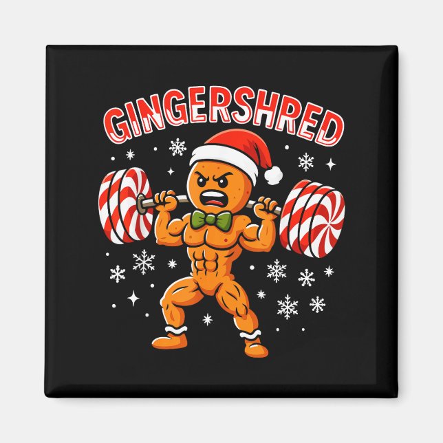 Gingershred Funny Gingerbread Man Gym Bodybuilding Magnet (Front)