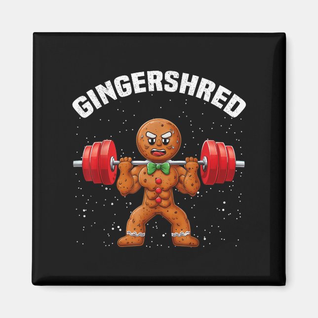 Gingershred Funny Gingerbread Man Gym Bodybuilding Magnet (Front)