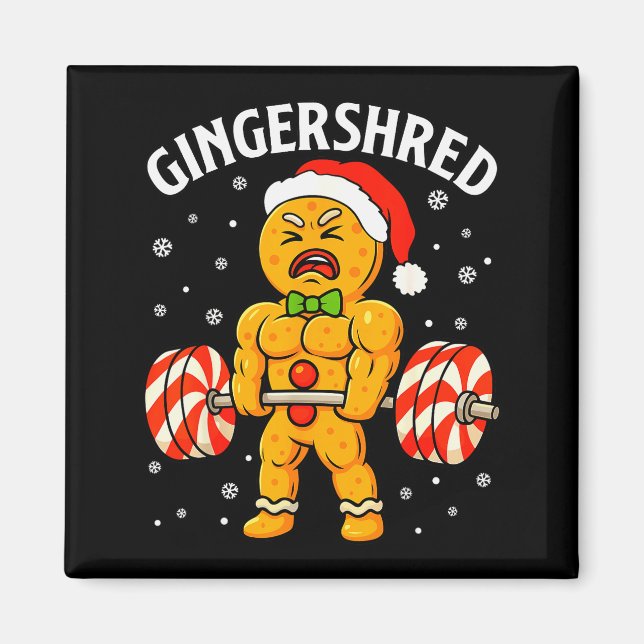Gingershred Funny Gingerbread Man Gym Bodybuilding Magnet (Front)