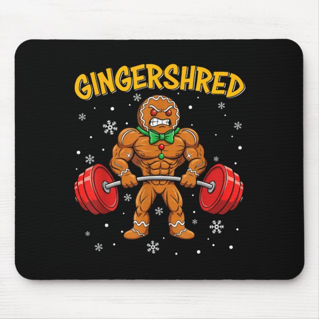 Gingershred Funny Gingerbread Man Gym Bodybuilding Mouse Mat (Front)