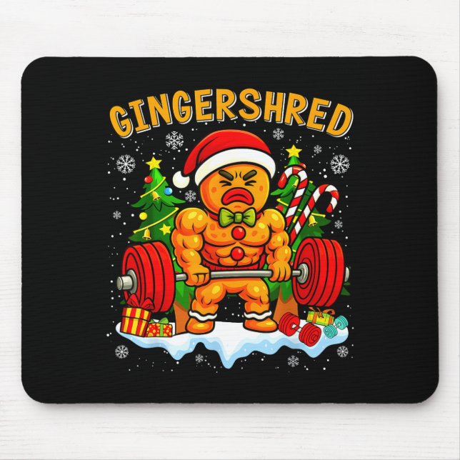 Gingershred Funny Gingerbread Man Gym Bodybuilding Mouse Mat (Front)