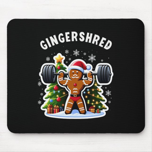 Gingershred Funny Gingerbread Man Gym Bodybuilding Mouse Mat (Front)