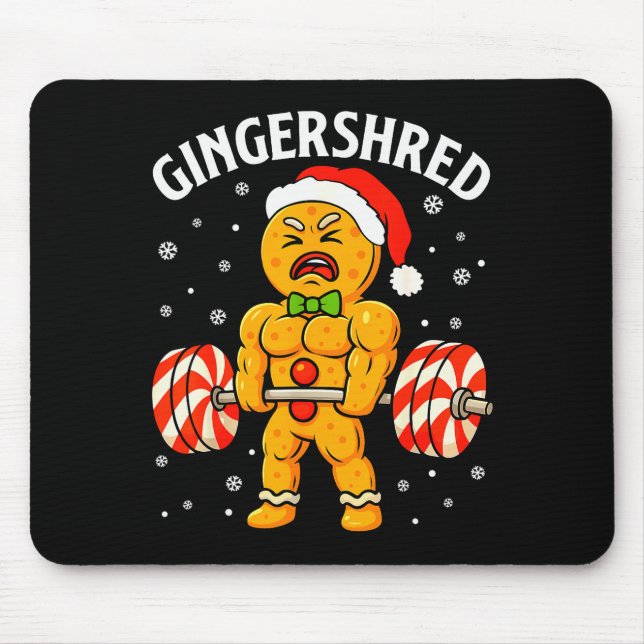 Gingershred Funny Gingerbread Man Gym Bodybuilding Mouse Mat (Front)