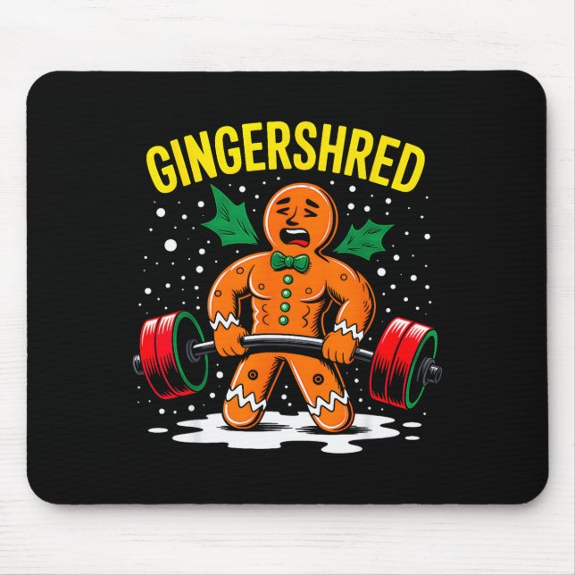 Gingershred Funny Gingerbread Man Gym Bodybuilding Mouse Mat (Front)