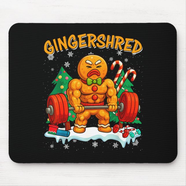 Gingershred Funny Gingerbread Man Gym Bodybuilding Mouse Mat (Front)