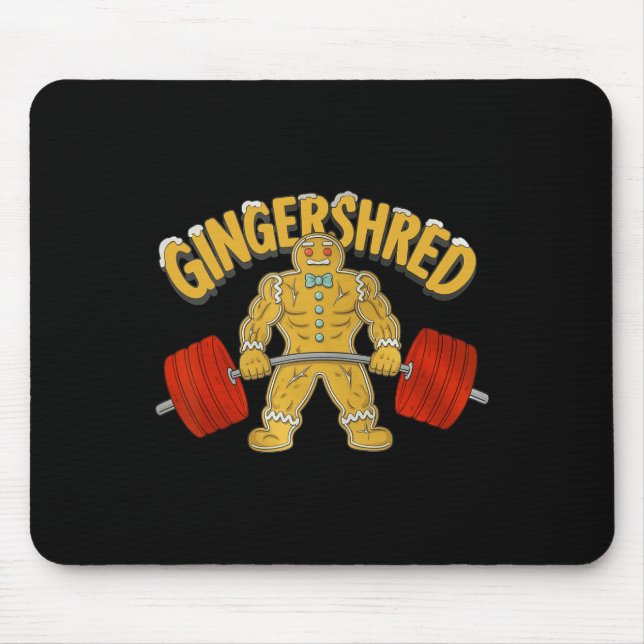 Gingershred Funny Gingerbread Man Gym Bodybuilding Mouse Mat (Front)