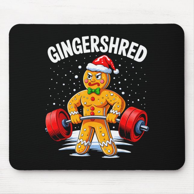 Gingershred Funny Gingerbread Man Gym Bodybuilding Mouse Mat (Front)