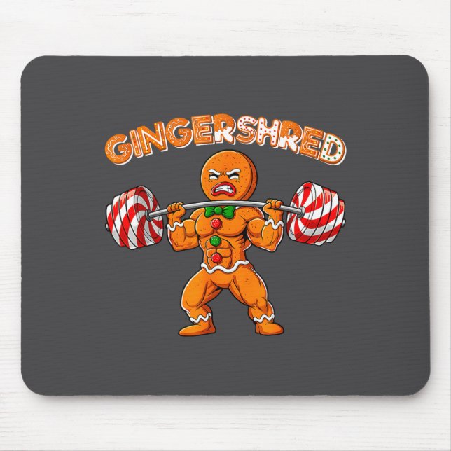 Gingershred Funny Gingerbread Man Gym Bodybuilding Mouse Mat (Front)