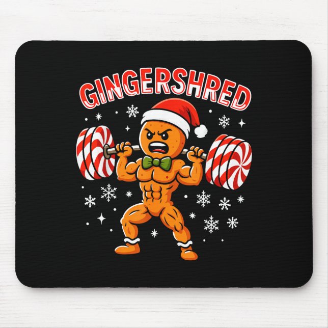 Gingershred Funny Gingerbread Man Gym Bodybuilding Mouse Mat (Front)