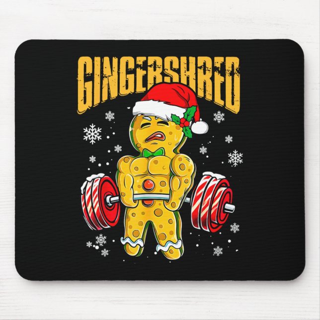 Gingershred Funny Gingerbread Man Gym Bodybuilding Mouse Mat (Front)