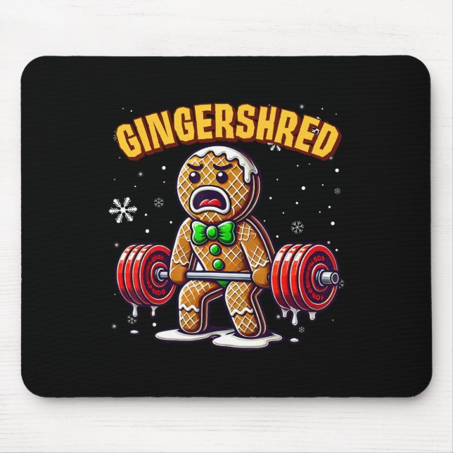Gingershred Funny Gingerbread Man Gym Bodybuilding Mouse Mat (Front)
