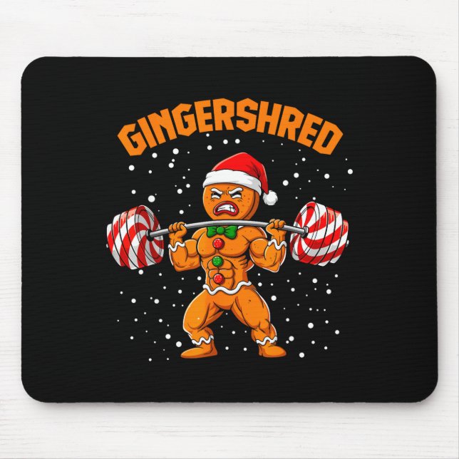 Gingershred Funny Gingerbread Man Gym Bodybuilding Mouse Mat (Front)