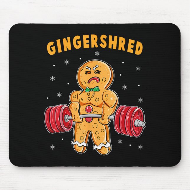 Gingershred Funny Gingerbread Man Gym Bodybuilding Mouse Mat (Front)