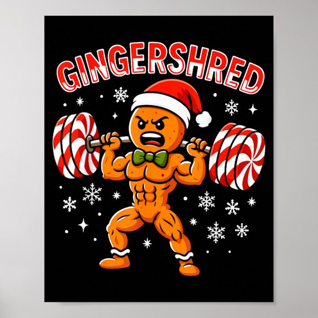 Gingershred Funny Gingerbread Man Gym Bodybuilding Poster (Front)