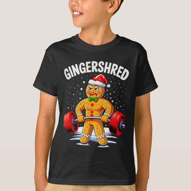 Gingershred Funny Gingerbread Man Gym Bodybuilding T-Shirt (Front)
