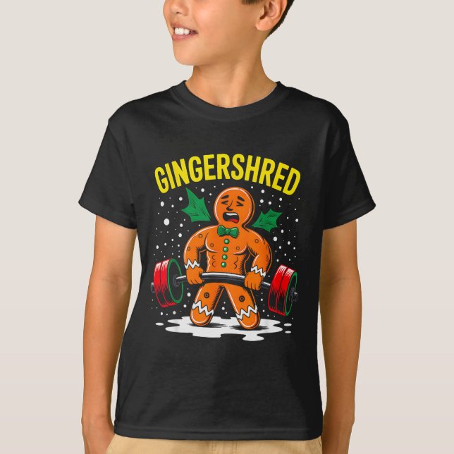 Gingershred Funny Gingerbread Man Gym Bodybuilding T-Shirt (Front)