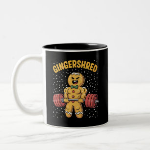 Gingershred Funny Gingerbread Man Gym Bodybuilding Two-Tone Coffee Mug