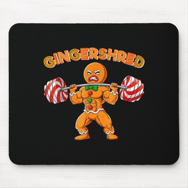 Gingershred Funny Men Gym Bodybuilding Gingerbread Mouse Mat (Front)