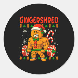Gingershred Gingerbread Christmas Workout Gym Ging Classic Round Sticker