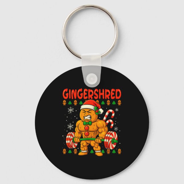 Gingershred Gingerbread Christmas Workout Gym Ging Key Ring (Front)