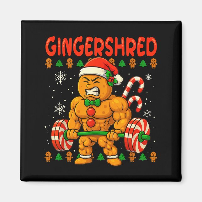 Gingershred Gingerbread Christmas Workout Gym Ging Magnet (Front)