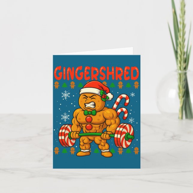 Gingershred Gingerbread Lifting Funny Christmas Gy Card (Front)