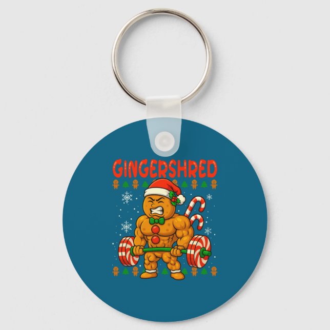 Gingershred Gingerbread Lifting Funny Christmas Gy Key Ring (Front)