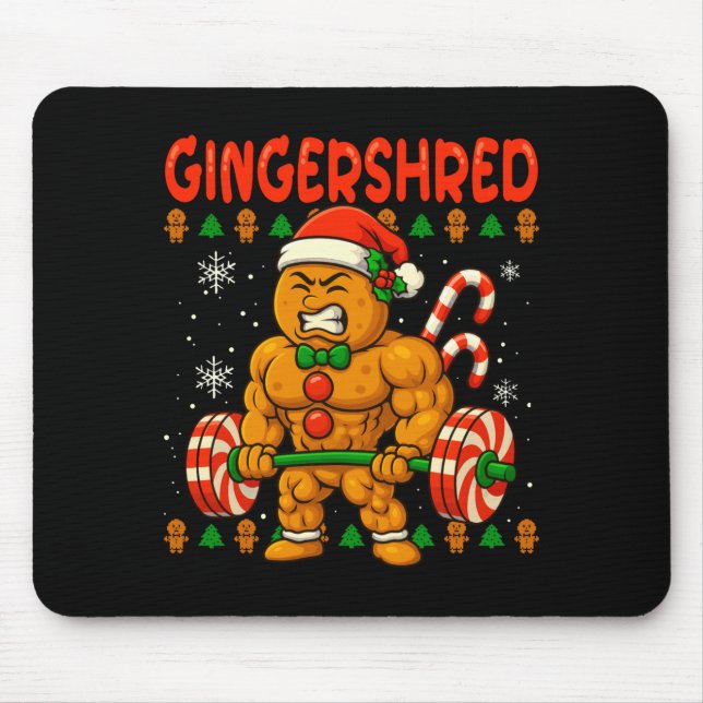 Gingershred Gingerbread Lifting Funny Christmas Gy Mouse Mat (Front)