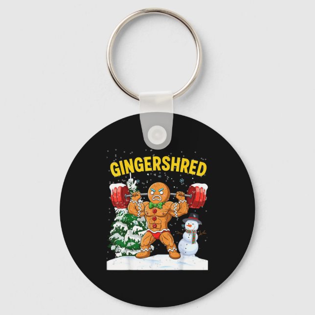 Gingershred Gingerbread Man Bodybuilding Christmas Key Ring (Front)