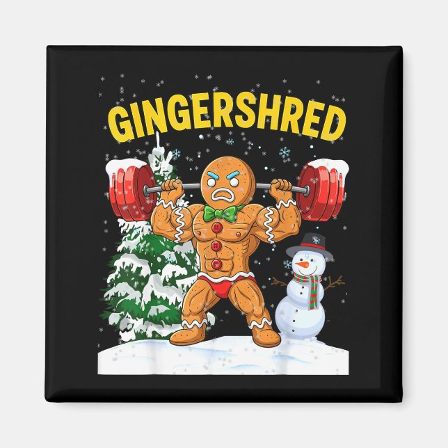 Gingershred Gingerbread Man Bodybuilding Christmas Magnet (Front)