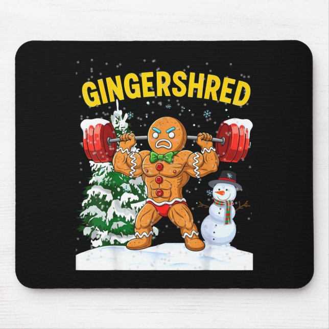 Gingershred Gingerbread Man Bodybuilding Christmas Mouse Mat (Front)