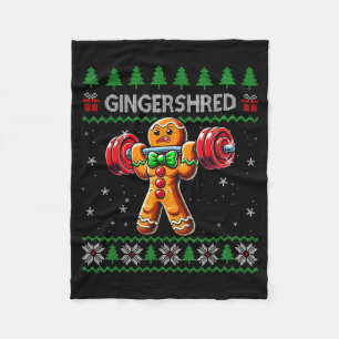 Gingershred Gym Christmas Ugly Sweater Gingerbread Fleece Blanket