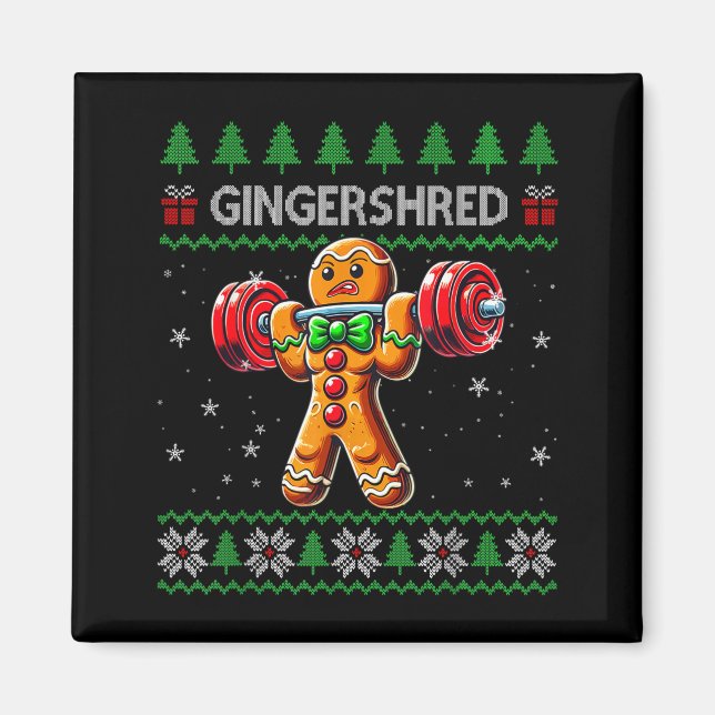 Gingershred Gym Christmas Ugly Sweater Gingerbread Magnet (Front)