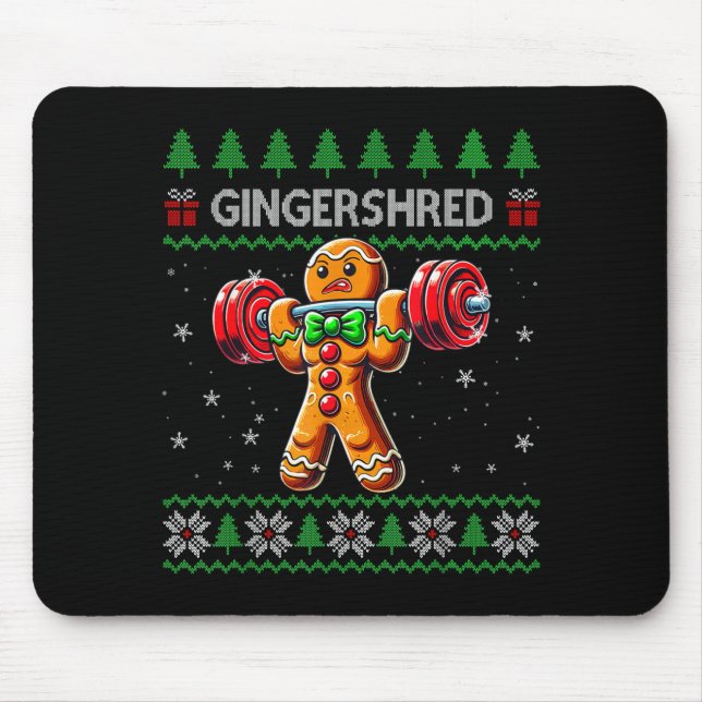 Gingershred Gym Christmas Ugly Sweater Gingerbread Mouse Mat (Front)