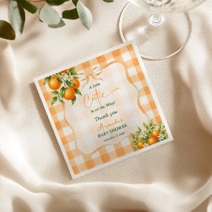 Gingham A Little Cutie Orange Baby Shower Napkin