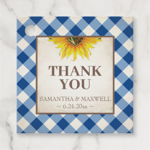 Gingham and Sunflower Thank You Favour Tags