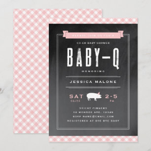 Gingham Baby BBQ Co-ed Baby Shower Invitation
